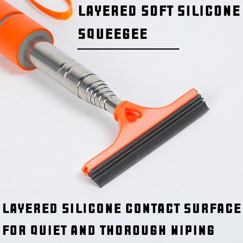 Bittwee 2PCS Car Side Mirror Squeegee, Retractable Auto Rearview Mirror Wiper, All-Purpose Window Squeegee for Cleaning Shower Glass Door, Vehicle Accessories Universal for SUV Truck RV（Orange） - Image 3